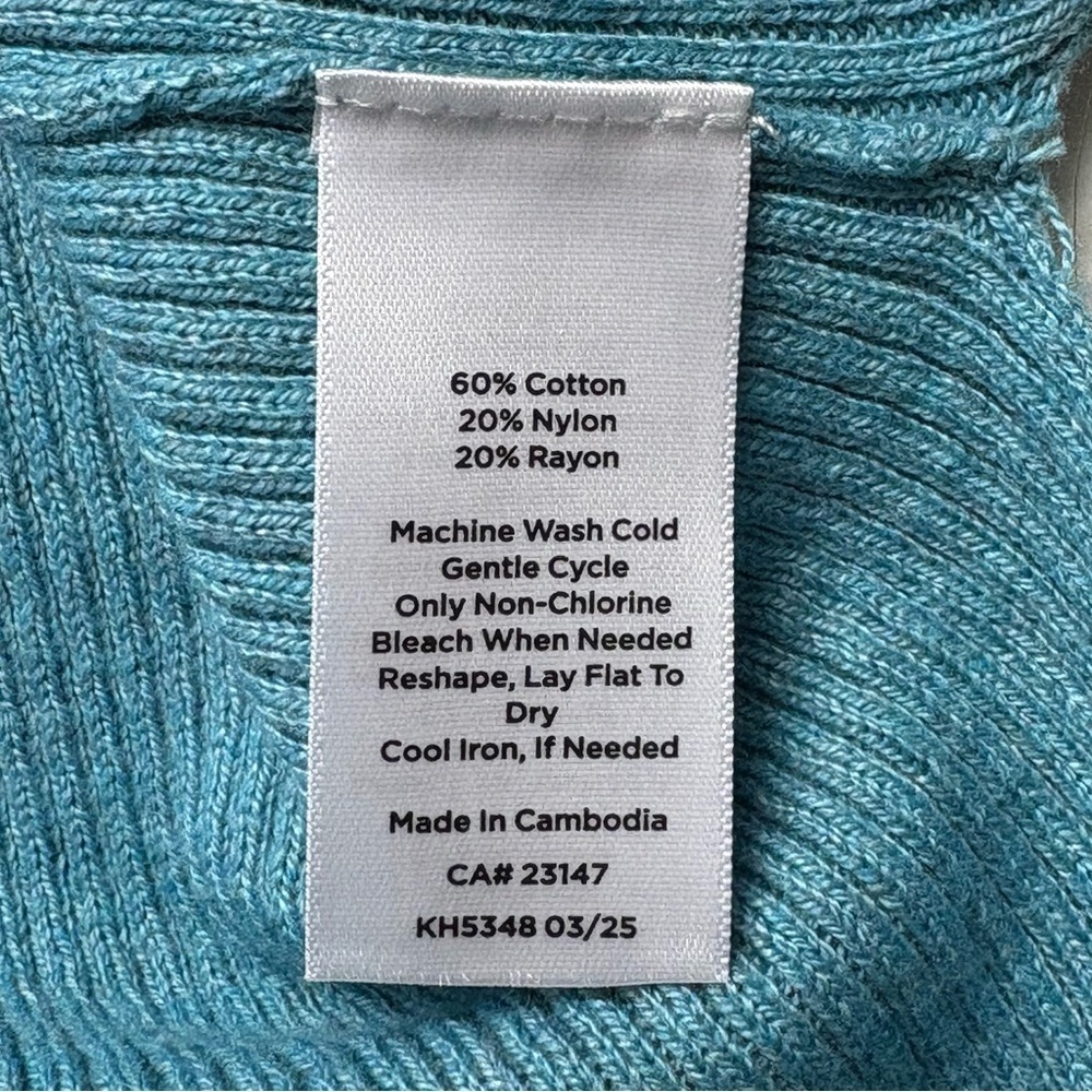 NWT Talbots Ribbed Mock Neck Sweater Size M Medium Ocean Blue Long Sleeve - Picture 9 of 10